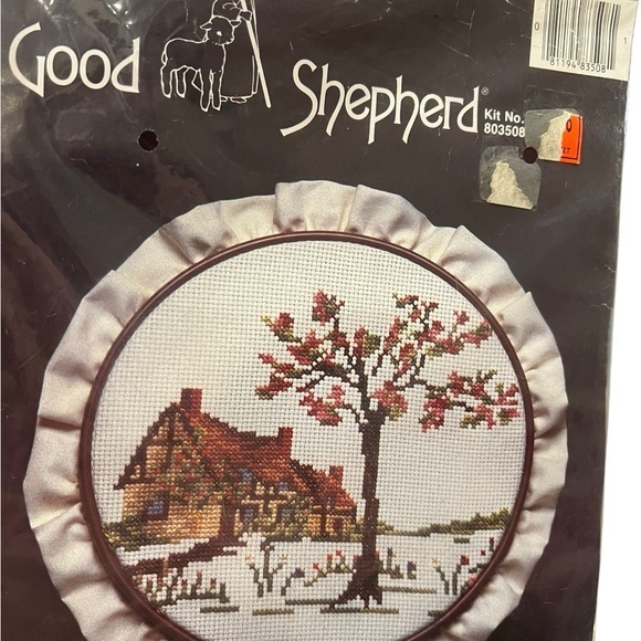 VTG 1984 Good Shepard Country Cottage Counted Cross Stitch Kit NIP Farmhouse - Picture 2 of 10
